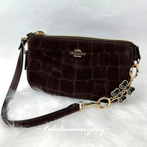 Coach Nolita 19 In Embossed Crocodile/Gold/Maple CCF61 + Extended Chain NWT